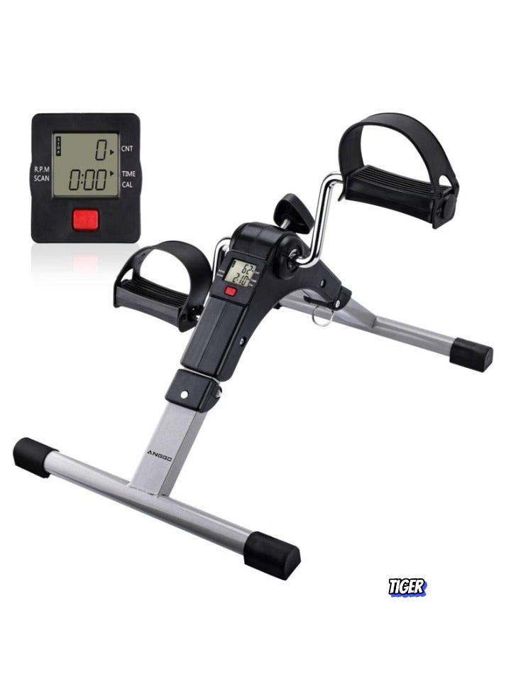 TIGER Mini Folding Stationary Bike with LCD Monitor, Adjustable Resistance, Leg and Arm Exercise Machine for Home Workout, Compact Design, Non-Slip Pad, Ideal for Low-Impact Cardio and Fitness - Image 1