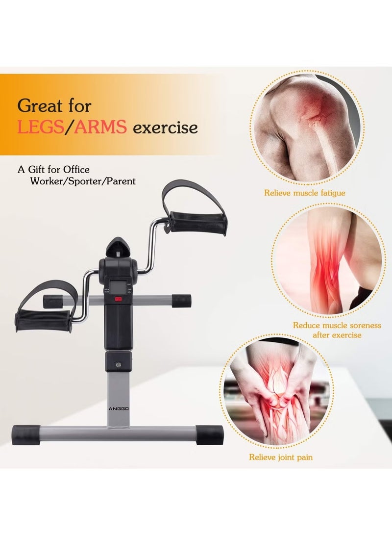 TIGER Mini Folding Stationary Bike with LCD Monitor, Adjustable Resistance, Leg and Arm Exercise Machine for Home Workout, Compact Design, Non-Slip Pad, Ideal for Low-Impact Cardio and Fitness - Image 3