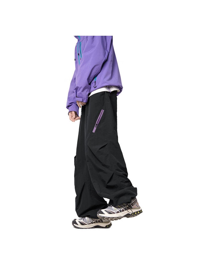 Izexx Men's Outdoor Waterproof Leisure Pants Autumn Mountaineering Paratrooper Straight Workwear All-match Trousers Zk07 Black L - Image 4