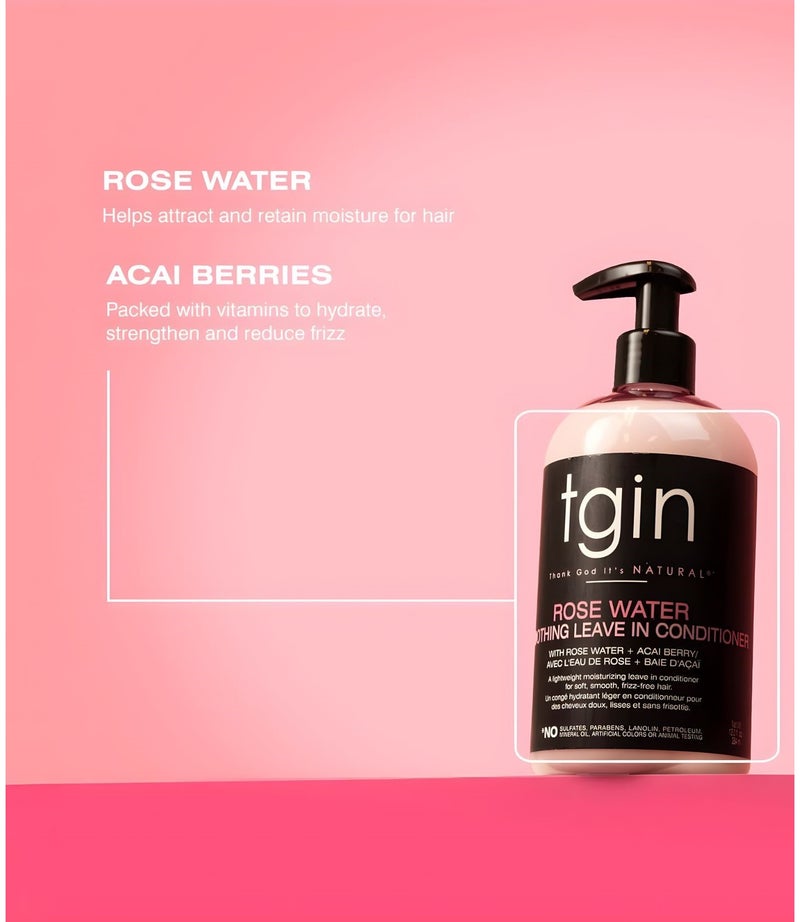 تجين بلسم مرطب خالٍ من ماء الورد – بلسم مرطب بماء الورد وتوت الآساي للشعر المجعد والمموج والجاف – عناية بالشعر خالية من الكبريتات وناعمة وناعمة - Image 3