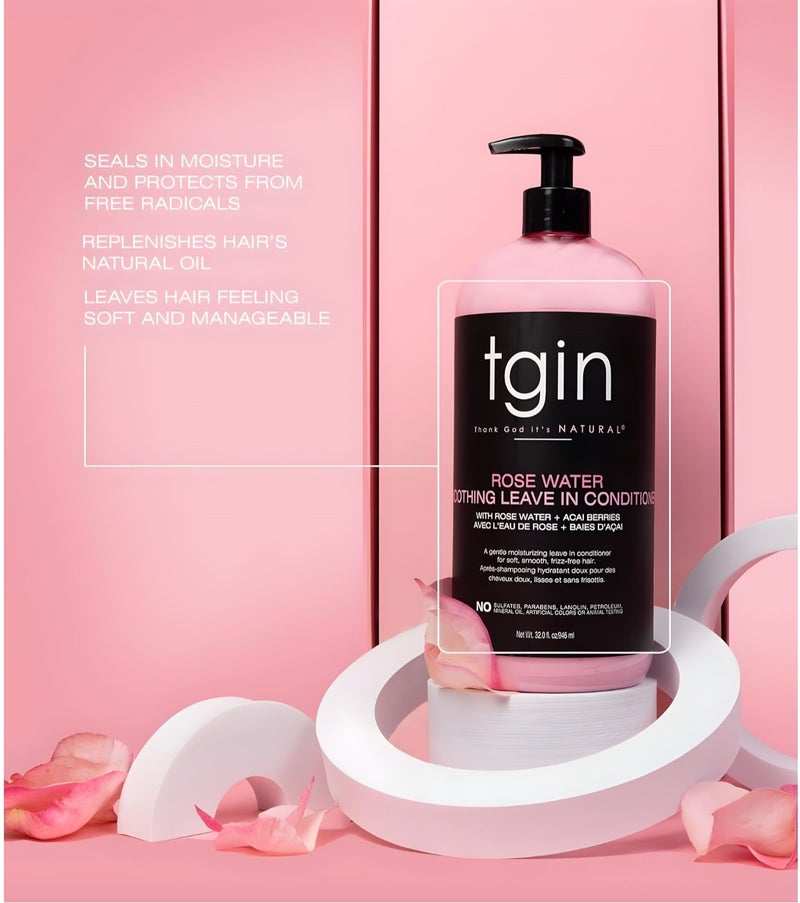 تجين بلسم مرطب خالٍ من ماء الورد – بلسم مرطب بماء الورد وتوت الآساي للشعر المجعد والمموج والجاف – عناية بالشعر خالية من الكبريتات وناعمة وناعمة - Image 2