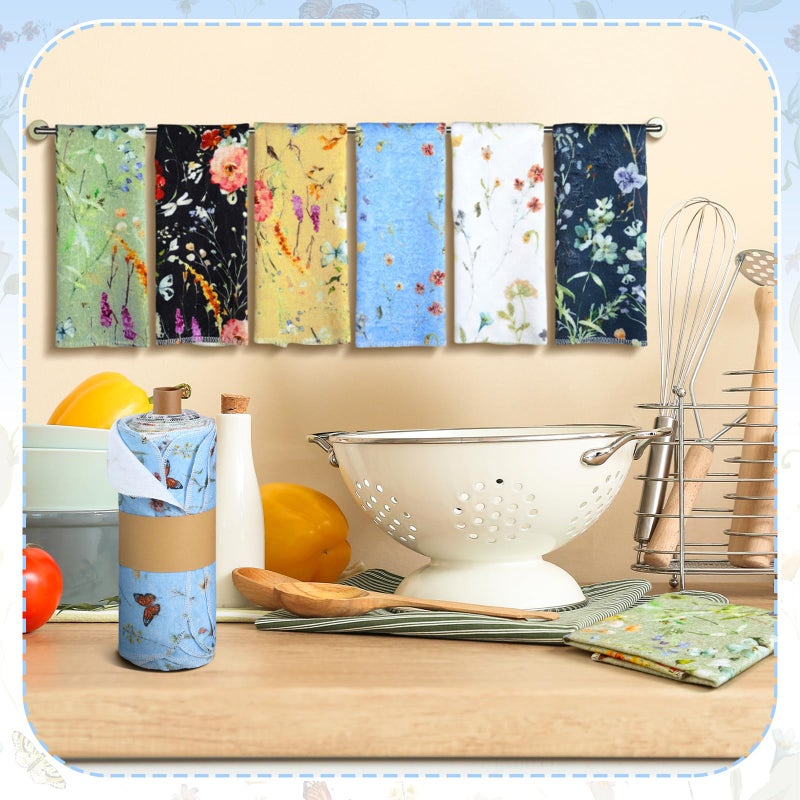 Noveread 36 Pack Reusable Cleaning Cloths Washable Cotton Kitchen Dish Towels for Home Party Supplies Bulk, 9.84x11.81in (Rich Flowers) - Image 4
