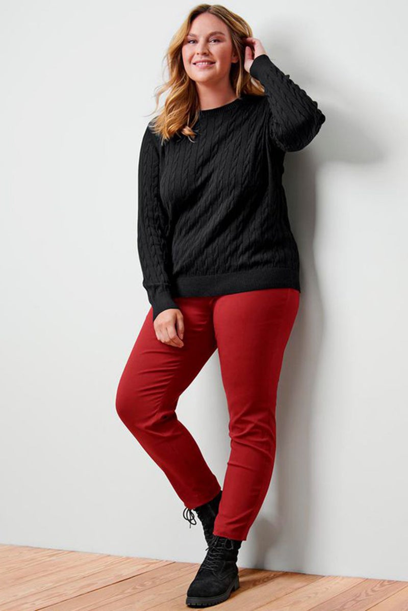 Tchibo Women Crew Neck Knit Sweaters, Black - Image 1