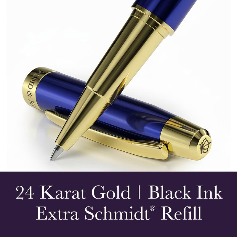 Bond & Regent 24 Karat Gold Luxury Rollerball Pen, Royal Blue - Image 3