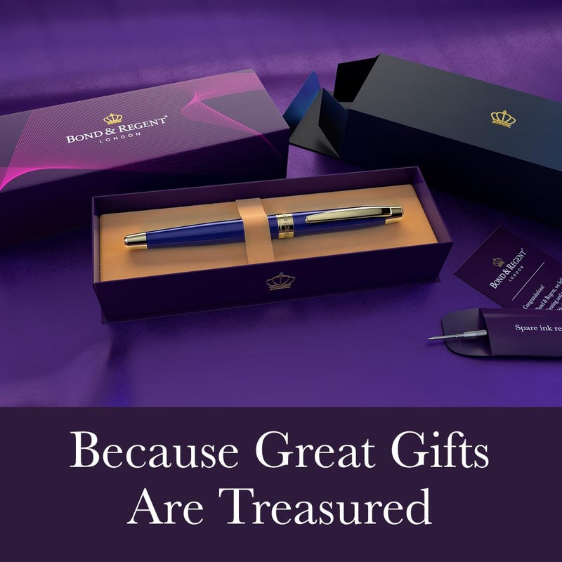 Bond & Regent 24 Karat Gold Luxury Rollerball Pen, Royal Blue - Image 2