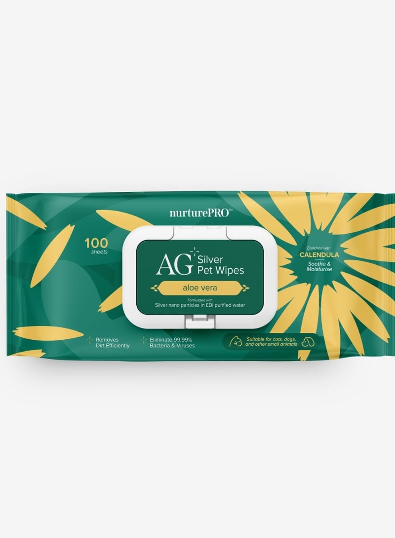 Naturepro AG+Silver Pet Wipes Aloe Vera 100s