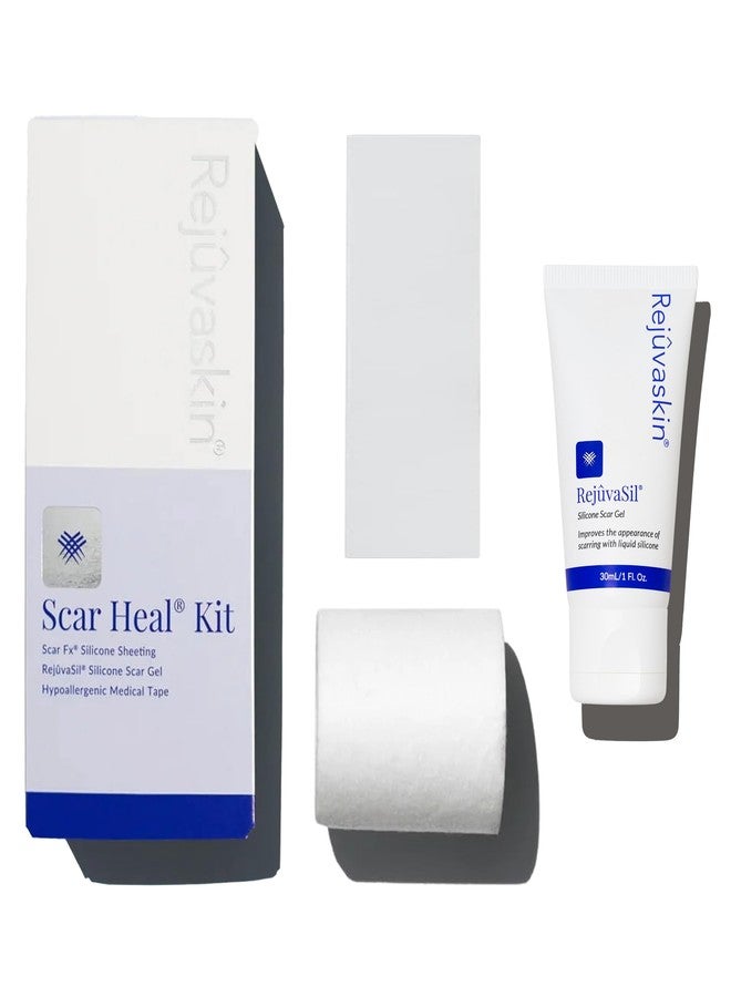 Rejuvaskin Scar Heal Kit for Small Scars, Soften, Flatten, Reduce and Recover, Silicone Sheeting, RejuvaSil Gel & Medical Tape, 1.5" x 3" - Image 1