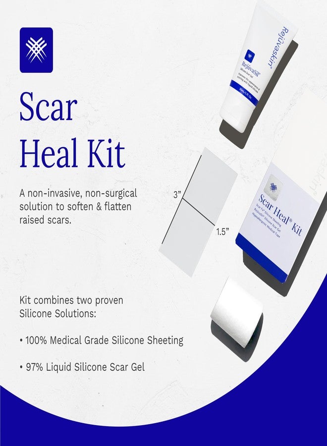Rejuvaskin Scar Heal Kit for Small Scars, Soften, Flatten, Reduce and Recover, Silicone Sheeting, RejuvaSil Gel & Medical Tape, 1.5" x 3" - Image 2