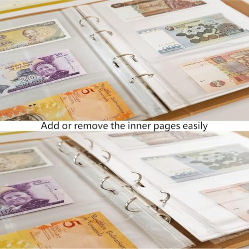 Jayen 120 Pockets Currency Album + 150 Pockets Coin Collecting Album, Paper Money Banknote Collection Book Bills Holders Supplies for Collectors (40+5 Sheets) - Image 5