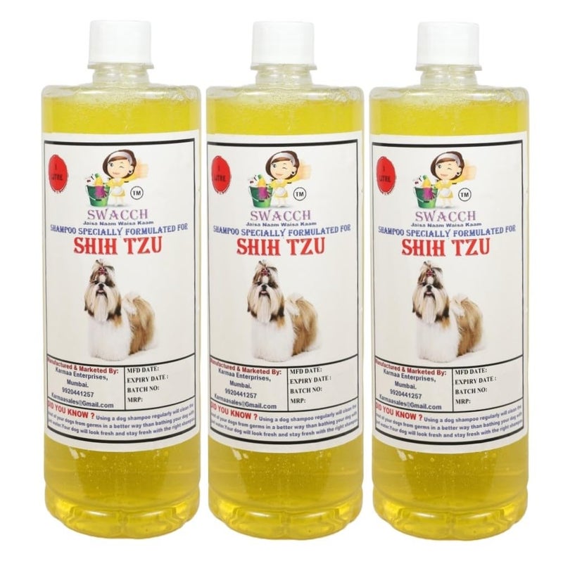 swacch Shampoo | Puppy Safe Shampoo | Shih Tzu Dog Shampoo (1 Litre) (Pack of 3) Lemon + Large White Bone | Dog Chew Bones | Teething chew Toy | Dental Teething | Combo Pack - Image 2