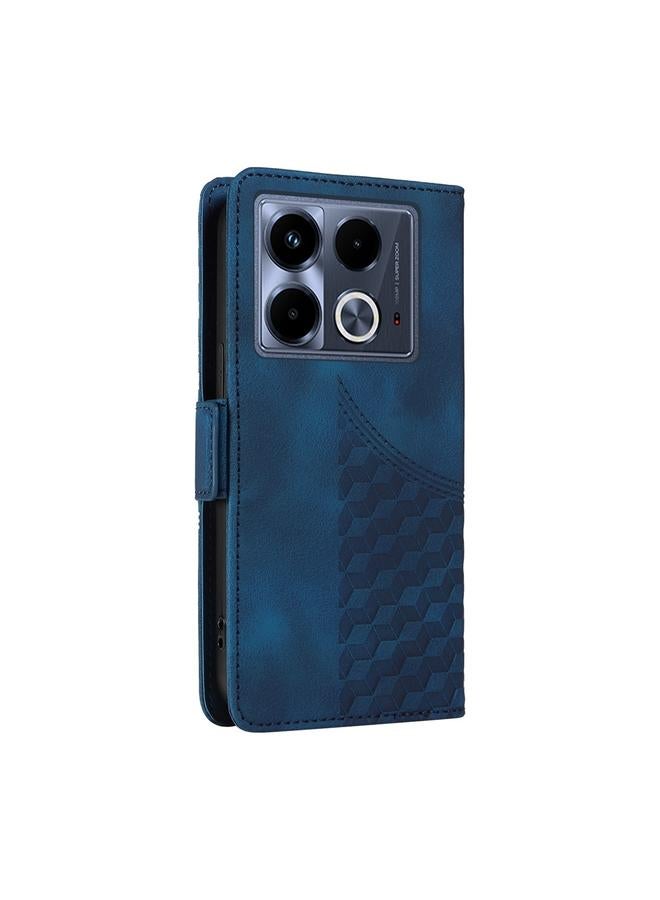 زبون جراب لهاتف Infinix Note 40 4G مصنوع من الجلد المنقوش بنقشة معينية مرصعة بالنجوم - Image 3