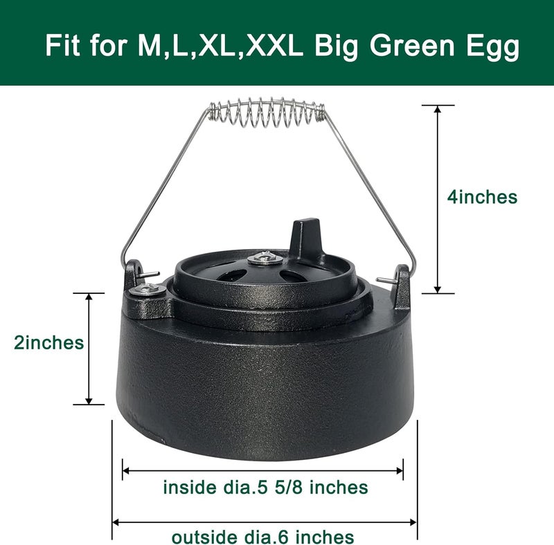Quantfire Cast Iron Cap for Big Green Egg Dual Function Metal Top, Daisy Wheel Chimney Cap for M/L/XL/XXL Big Green Egg Accessories Replacement - Image 2