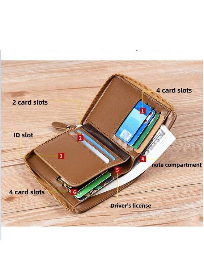 أيكس_كانغارو محفظة قصيرة للرجال مع سحاب وفتحات متعددة للبطاقات، حقيبة بطاقات متعددة الوظائف، محفظة رجالية مضادة للسرقة، هدية للرجال، هدية لرمضان للرجال - Image 3