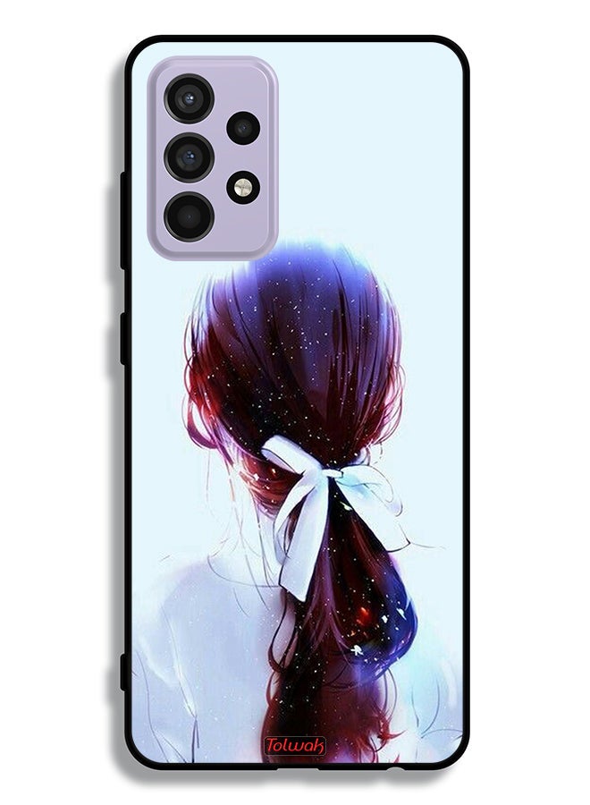 Tolwak Samsung Galaxy A52 5G Protective Case Cover Tie Hair With Hairband Girl Art - Image 1