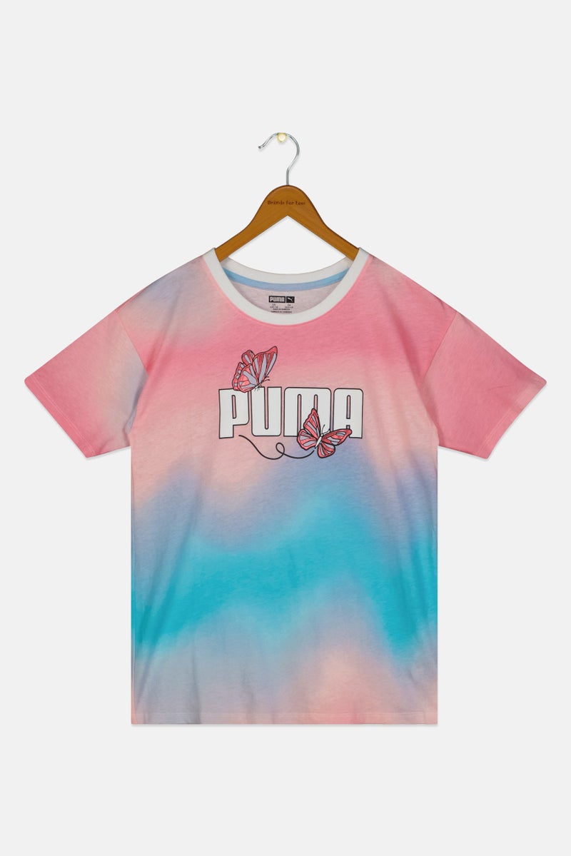 PUMA Kids Girl Sportswear Fit Short Sleeve Outdoor T-Shirt, Tie Dye - Image 2