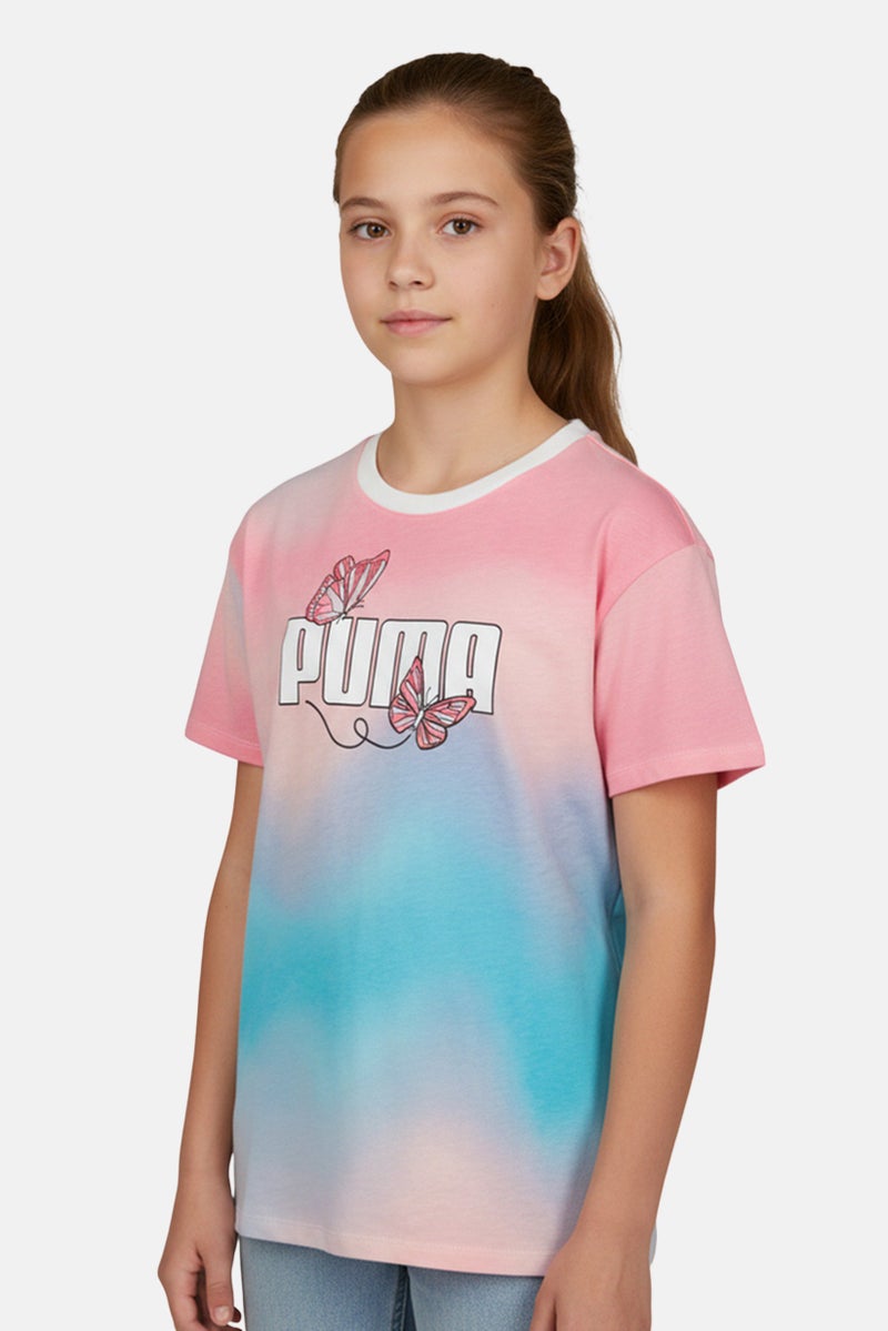 PUMA Kids Girl Sportswear Fit Short Sleeve Outdoor T-Shirt, Tie Dye - Image 1