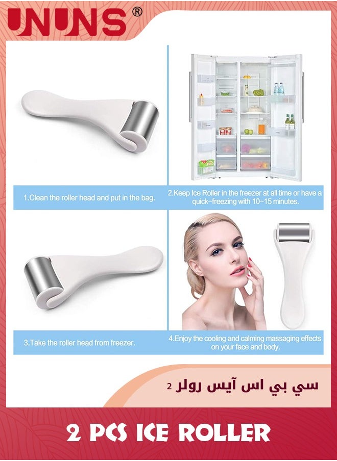 UNUNS Ice Roller For Face And Eye,2 Pcs Stainless Steel Face Massager Ice Roller Massager,Cold Facial Roller Skincare For Eye Bags Redness Headaches Puffiness Migraine and Pain Relief,White  - Image 4