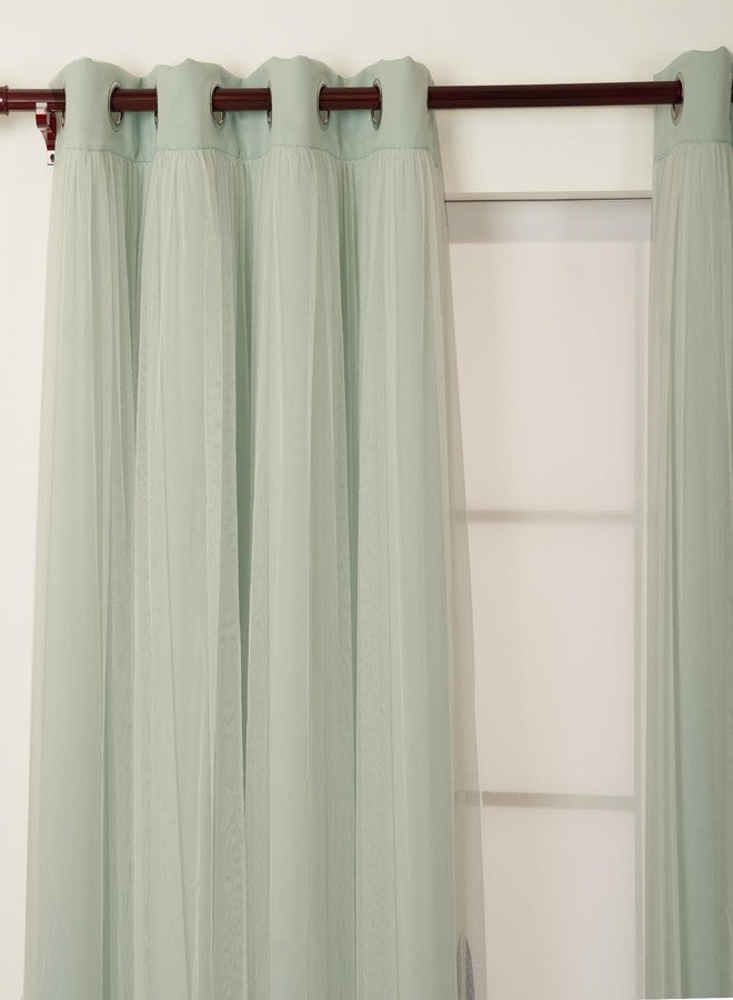 INLINAS Mint Blackout Window Curtains with Sheer Layer - Grommets Thermal and Noise Reduction Panels for Bedroom and Living Room Light Blocking and Energy Saving, 52 x 63 Inch, Set of 2 - Image 4