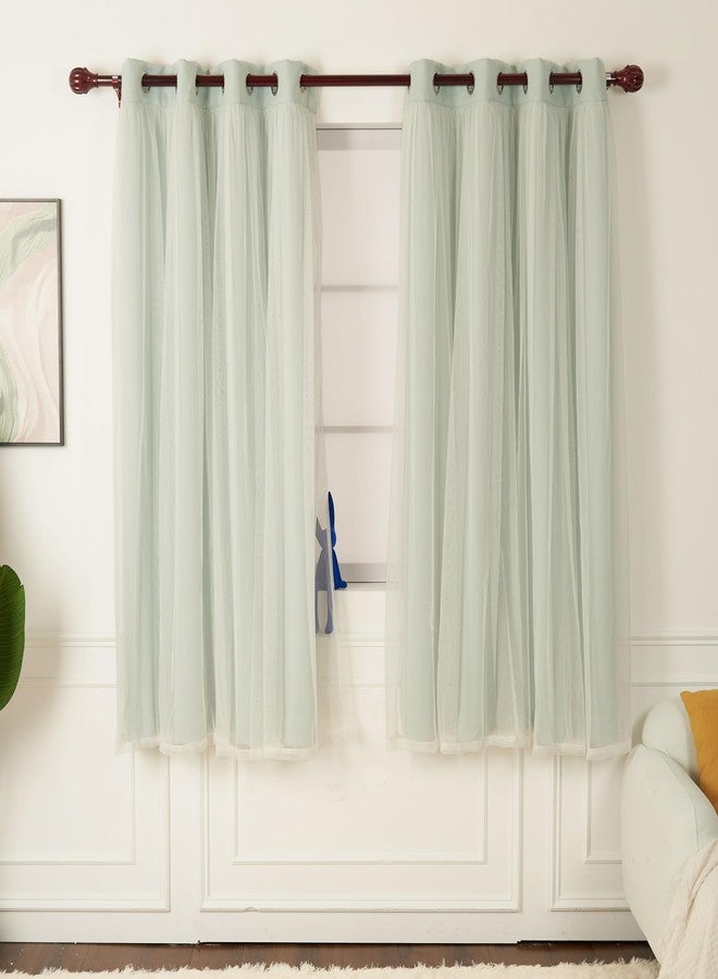 INLINAS Mint Blackout Window Curtains with Sheer Layer - Grommets Thermal and Noise Reduction Panels for Bedroom and Living Room Light Blocking and Energy Saving, 52 x 63 Inch, Set of 2 - Image 2