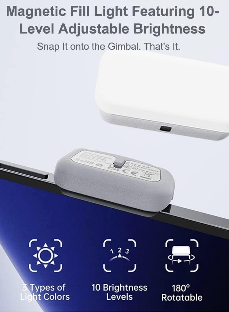 Smartphone Gimbal iSteady XE Kit Gimbal Stabilizer for Smartphone 3-Axis Cell Phone Handheld Gimbal with Fill Light, Stabilizer for iPhoneAndroid Lightweight Youtuber Vlogging Live Stream - Image 4