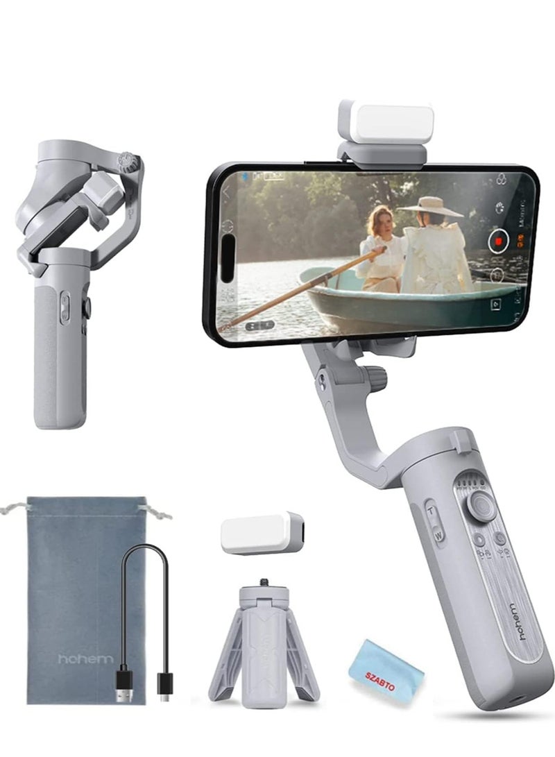 Smartphone Gimbal iSteady XE Kit Gimbal Stabilizer for Smartphone 3-Axis Cell Phone Handheld Gimbal with Fill Light, Stabilizer for iPhoneAndroid Lightweight Youtuber Vlogging Live Stream - Image 1