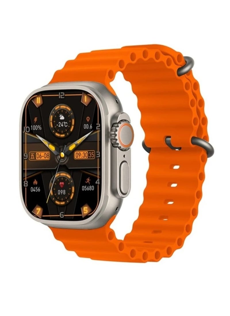 Smart Watch Ultra 9, ninth edition, 7 in 1, to calculate calories, receive messages and calls, supports the Arabic language, comes with 7 additional bracelets, size 49 mm - multi-color