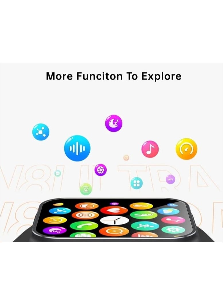 Smart Watch Ultra 9, ninth edition, 7 in 1, to calculate calories, receive messages and calls, supports the Arabic language, comes with 7 additional bracelets, size 49 mm - multi-color