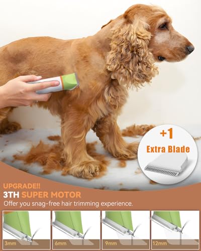 unibono Dog Grooming Kit with Paw Trimmer, All-in-One Low Noise Electric Rechargeable Small Quiet Pet Clippers Foot Dog Hair Shaver with Stainless Steel Scissors and Comb for Dogs at Home (Green) - Image 4