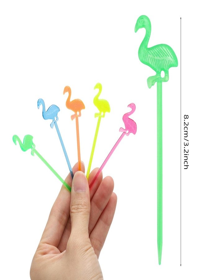 تيك بيوتي 200 قطعة من أعواد الكوكتيل على شكل فلامنجو للمقبلات والفواكه ولوازم الحفلات - متعددة الألوان (3.2 بوصة) - Image 3