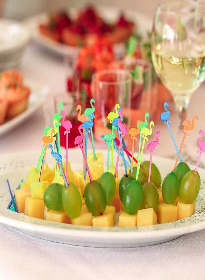 تيك بيوتي 200 قطعة من أعواد الكوكتيل على شكل فلامنجو للمقبلات والفواكه ولوازم الحفلات - متعددة الألوان (3.2 بوصة) - Image 5