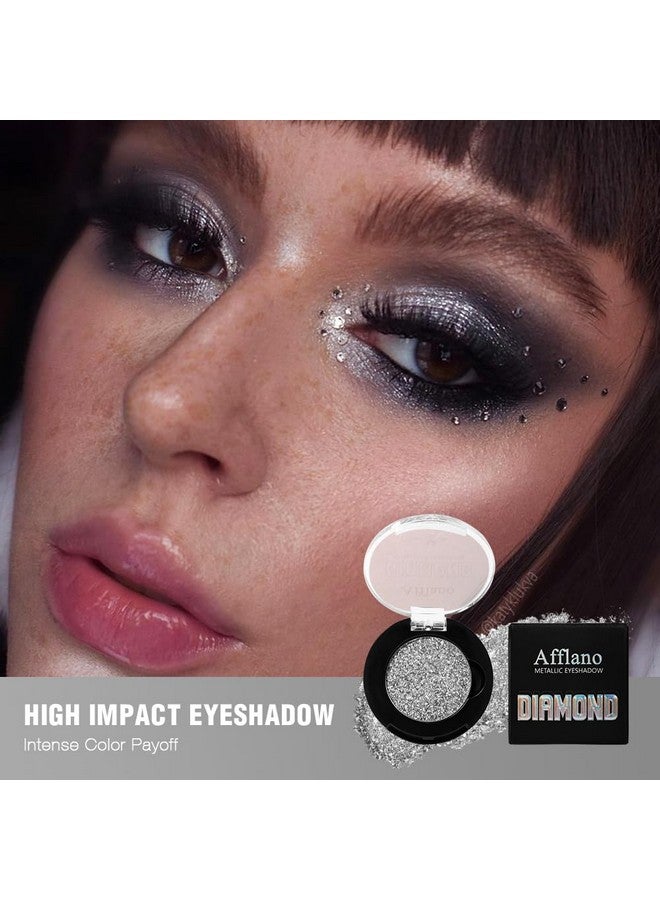 Afflano Silver Glitter Eyeshadow Super Pigmented, Intense Color Gray Silver Eyeshadow Palette Single, Long Lasting Sparkle Shimmer Metallic Glitter Eyes Look, Blendable Neutral Grey Eye Shadow Makeup - Image 2
