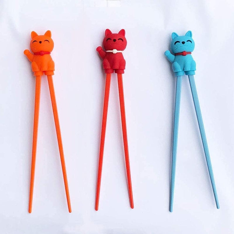 Carykon Cute Tableware Learning Training Helper Chopsticks for Kid Beginner Adult (3pcs, Lucky cat) - Image 2