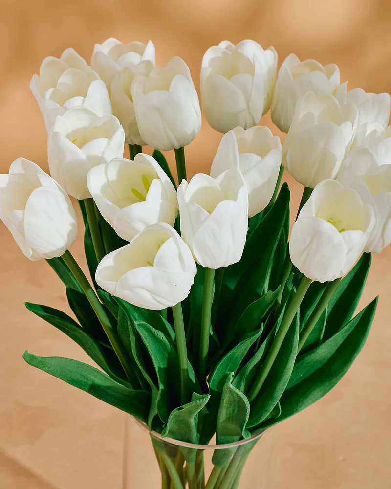 Redtag White Artificial Tulips Flower In Glass Vase