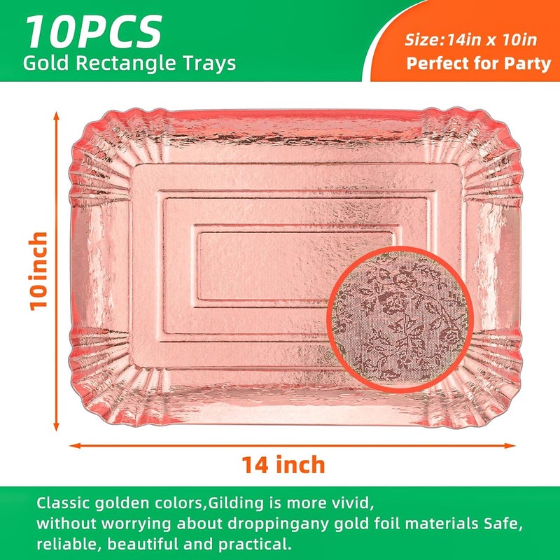 hapray 10 PCS Rose Gold Rectangle Trays Heavy Duty Disposable Paper Cardboard for Platters for Elegant Dessert Table Serving Parties Cupcake Display Birthday Party Dessert Valentines Day Weddings  - Image 2