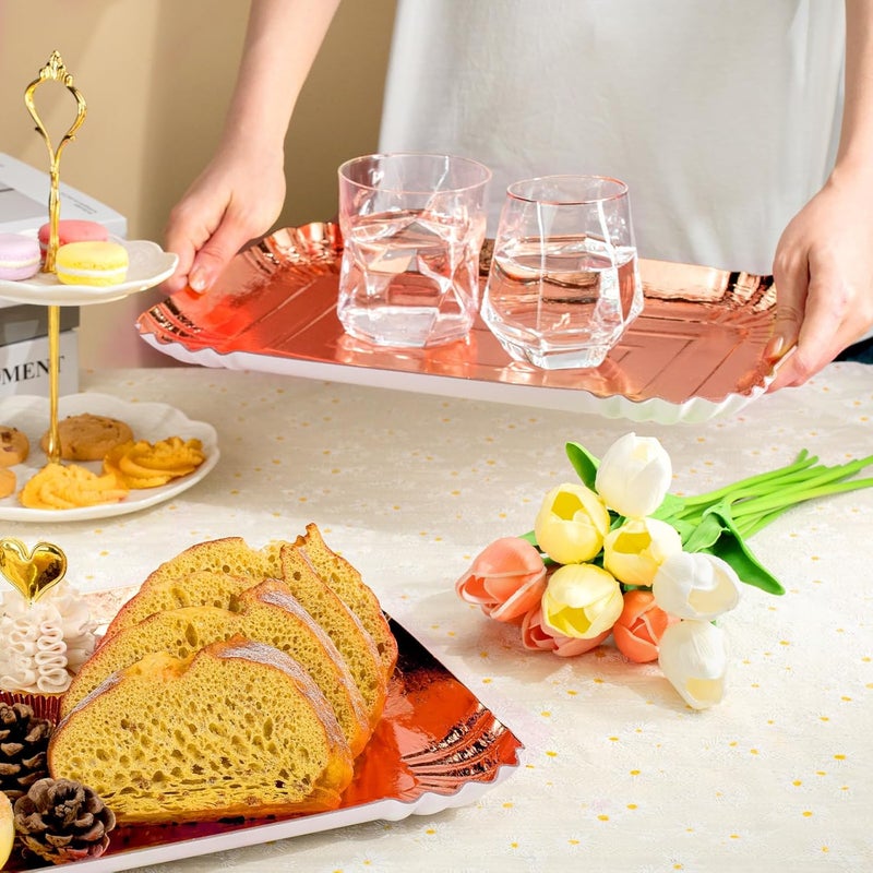 hapray 10 PCS Rose Gold Rectangle Trays Heavy Duty Disposable Paper Cardboard for Platters for Elegant Dessert Table Serving Parties Cupcake Display Birthday Party Dessert Valentines Day Weddings  - Image 3