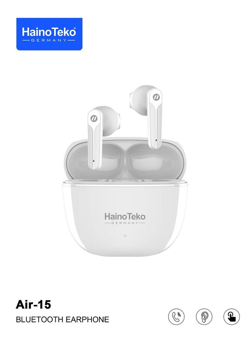 Haino Teko Haino Teko Germany True Wireless Earphone Air-15 with Bass Music and Super Clear Mic -White  - Image 2