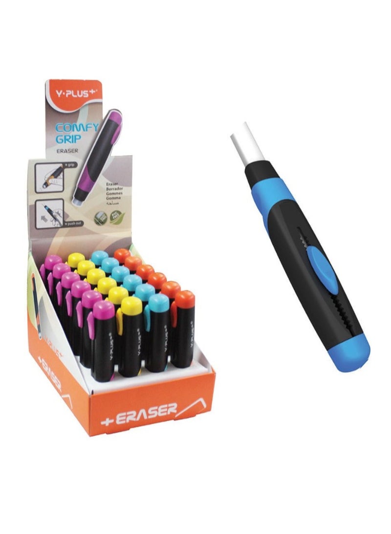 Y plus+ 24 Pieces Retractable Sliding Pencil Eraser, Push and Pull Eraser with Dynamic Pull and Expand Design, Expandable Eraser, Cute Push Out Eraser, Office Supplies Gift for Students and Kids in School Store  - Image 1