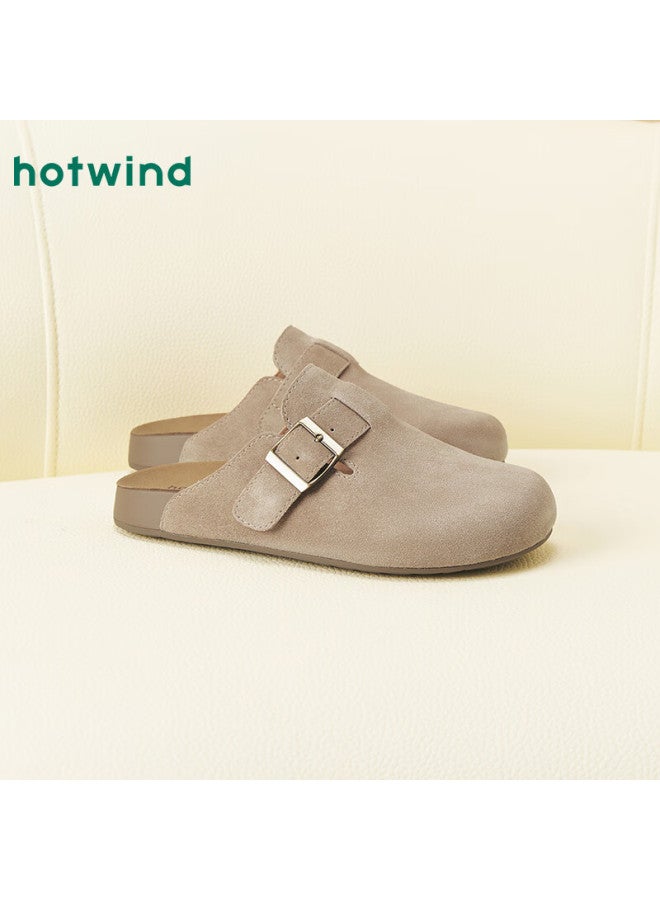 Hotwind Women's Open-toe Birkenstock Style Slip-on Flat Shoes Casual Half Slippers Spring Autumn Vintage Versatile - Image 3