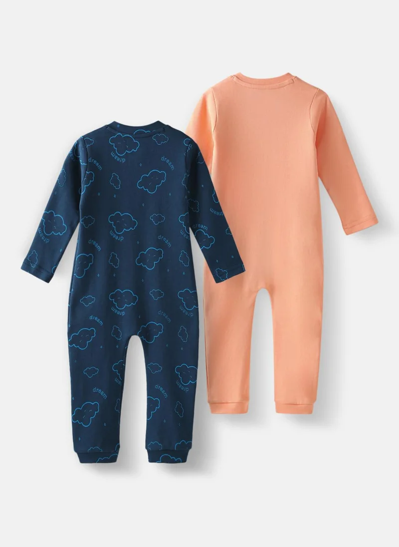 Nautinati  Nautinati Infants Premium Cotton Graphic Printed Pack of 2 Sleepsuits  | Best Price UAE