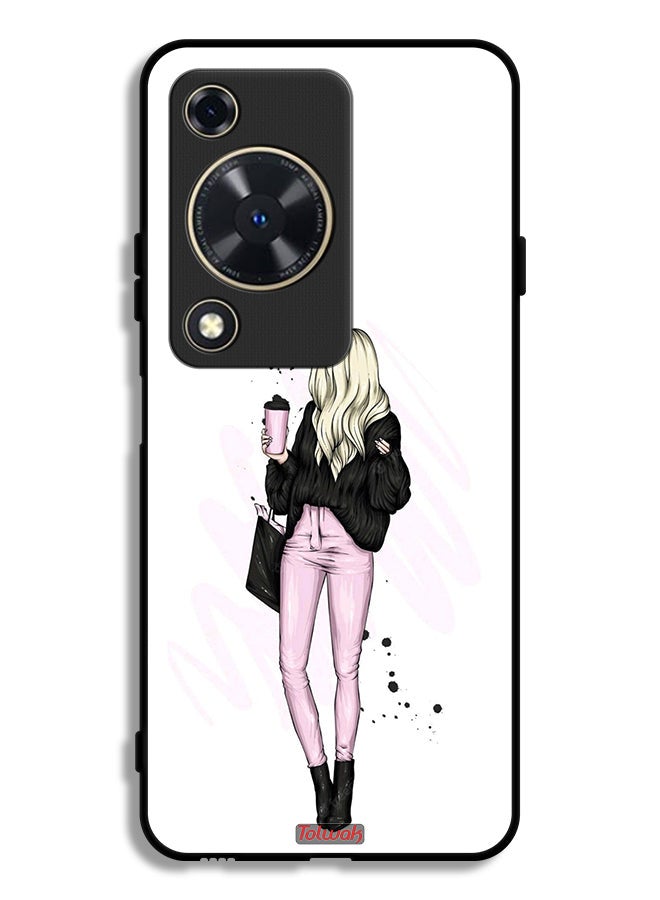 Tolwak Huawei Nova Y72S Protective Case Cover Girl Holding Coffee Cup Art