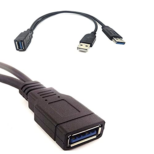 ALINNA Black USB 3.0 Female to Dual USB Male Extra Power Data Y Extension Cable Splitter Adapter for 2.5" Mobile Hard Disk - Image 3