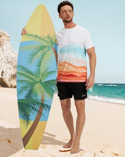 VAYAGER UPF 50+ Mens Swim Shirt Short Sleeve Rash Guard Quick Dry Water Beach Shirts UV Protection Sun Shirts(White Orange XL) - Image 4