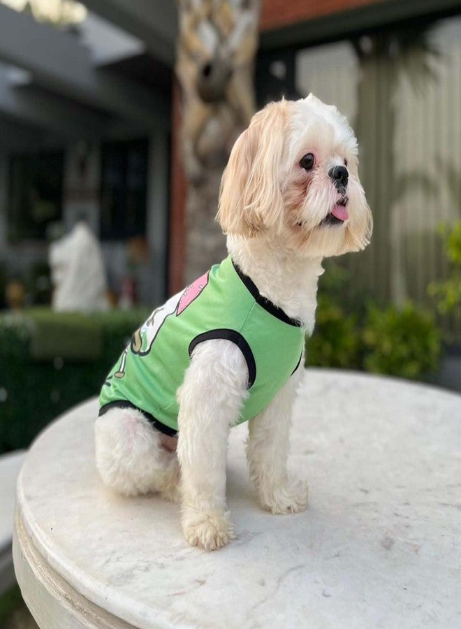 Lulala Dog Shirt with Daisy Print, Pet Summer T-Shirts Sweatshirt Fashion Outfit Vests Breathable Dog Clothes Outfit, Clothes Pet Apparel for Puppy, Kitty & Rabbit (Green, 10 INCH) - Image 1