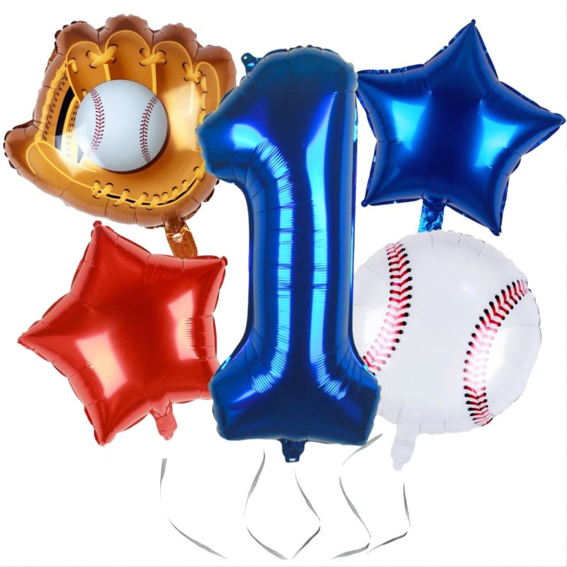 Kwuz Baseball Balloons 1st Birthday Decorations for Boy | Rookie of the Year First Birthday Decoration Baseball Sports Theme Party Supplies Foil Mylar Navy Blue Red White Sports Balloon Arch Kits - Image 1