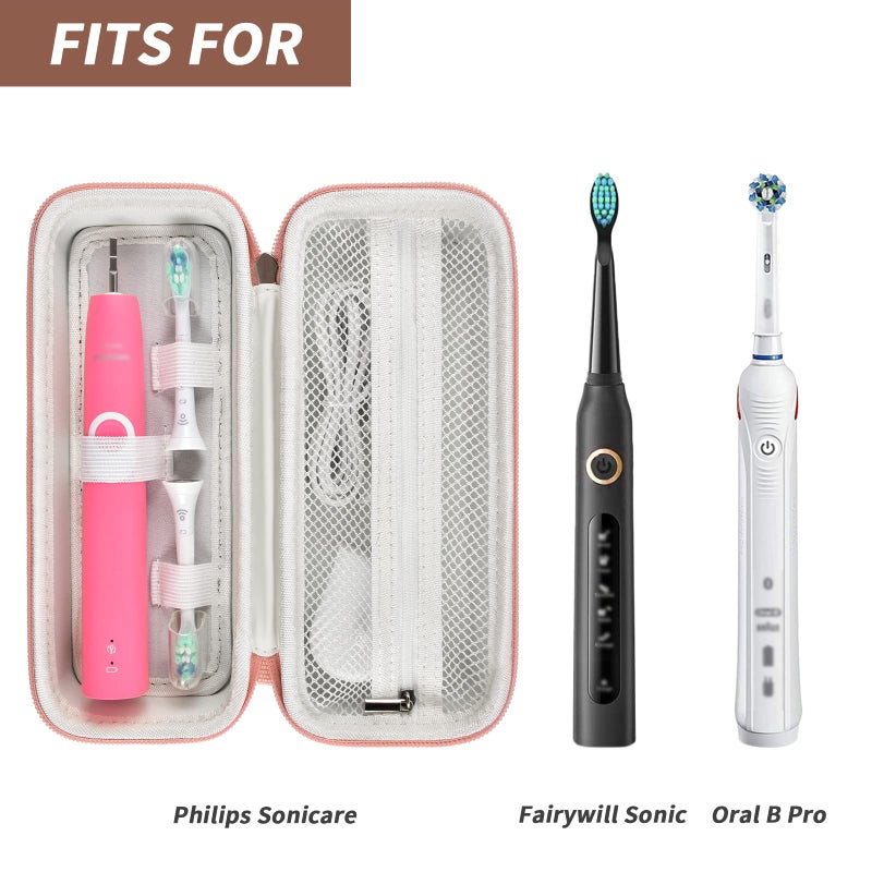 Comecase Toothbrush Travel Case Compatible with Oral-B Pro 1000, 2000, 3000, 3500, 1500/ for Philips Sonicare ProtectiveClean 4100 5100 Electric Toothbrush with Mesh Pocket for Accessories - Gold (Bag Only) - Image 2