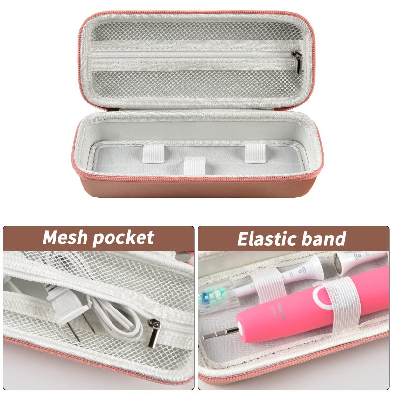 Comecase Toothbrush Travel Case Compatible with Oral-B Pro 1000, 2000, 3000, 3500, 1500/ for Philips Sonicare ProtectiveClean 4100 5100 Electric Toothbrush with Mesh Pocket for Accessories - Gold (Bag Only) - Image 3