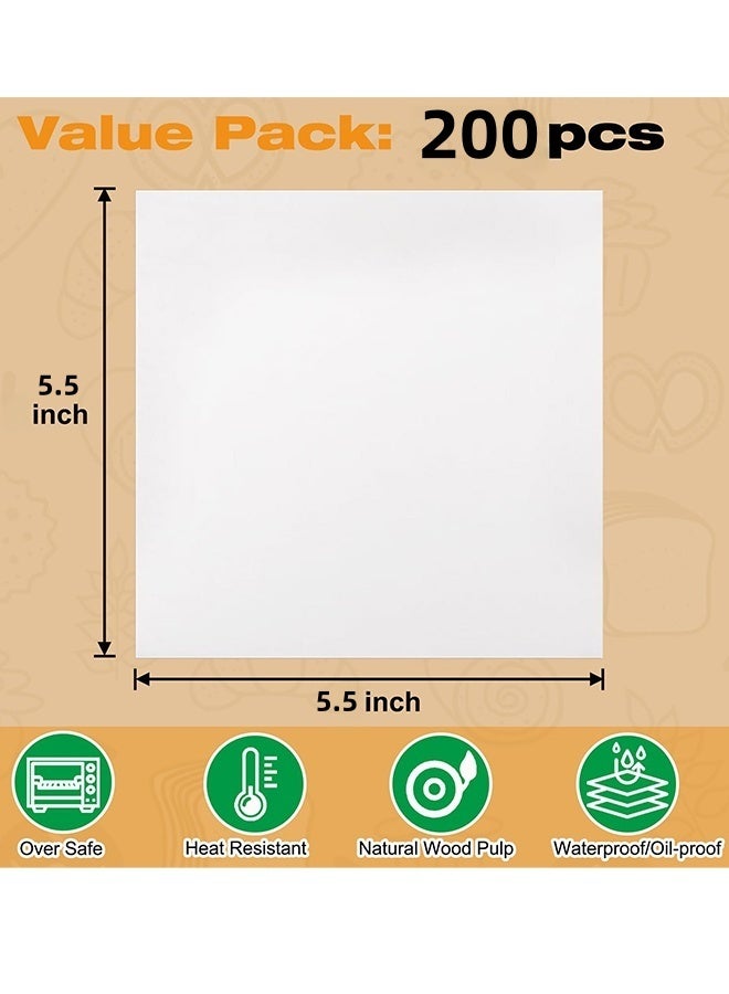 200Pcs 5.5 Inch Square Non Stick Parchment Paper Sheets,Food Grade Wax Paper for Burger Patty Separation Baking Cookie Oven Microwave Kitchen Use - Image 2