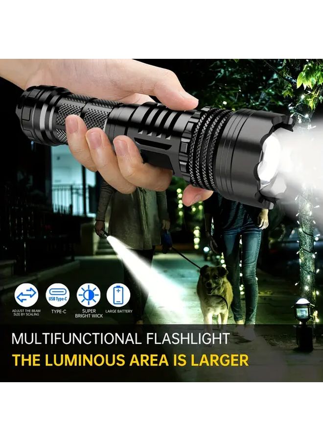Zoomable Flashlight 5 Modes USB Rechargeable 18650 Battery Telescopic Beam Camping Lamp - Image 3