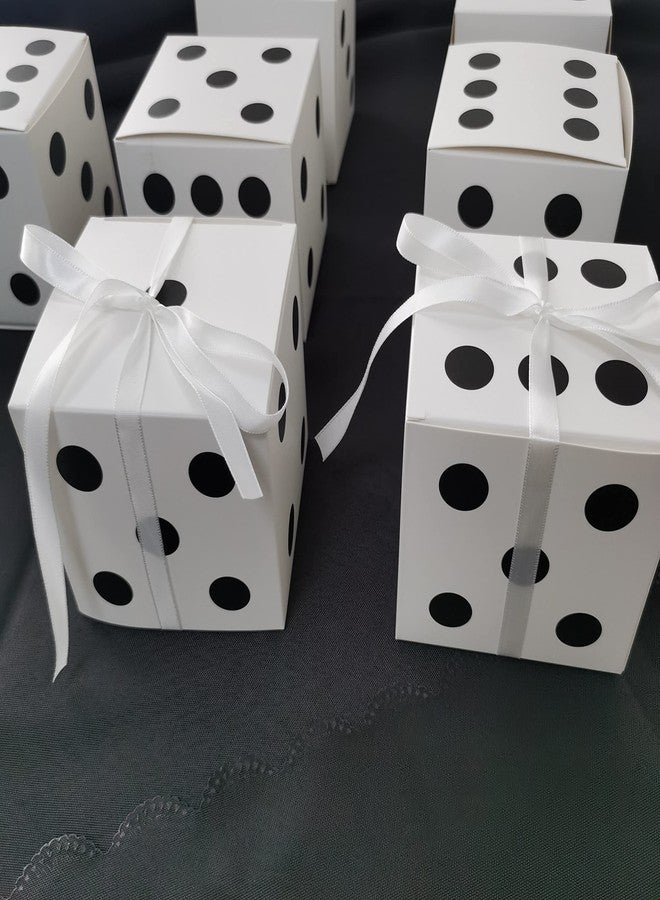 Eylola 24 Pack Dice Favor Boxes 3x3x3 inches Bulk Casino Party Decoration Themed Party Goodie Boxes with Ribbon - Image 3