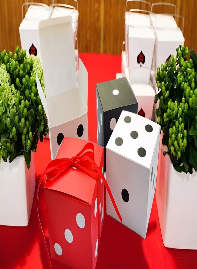 Eylola 24 Pack Dice Favor Boxes 3x3x3 inches Bulk Casino Party Decoration Themed Party Goodie Boxes with Ribbon - Image 5